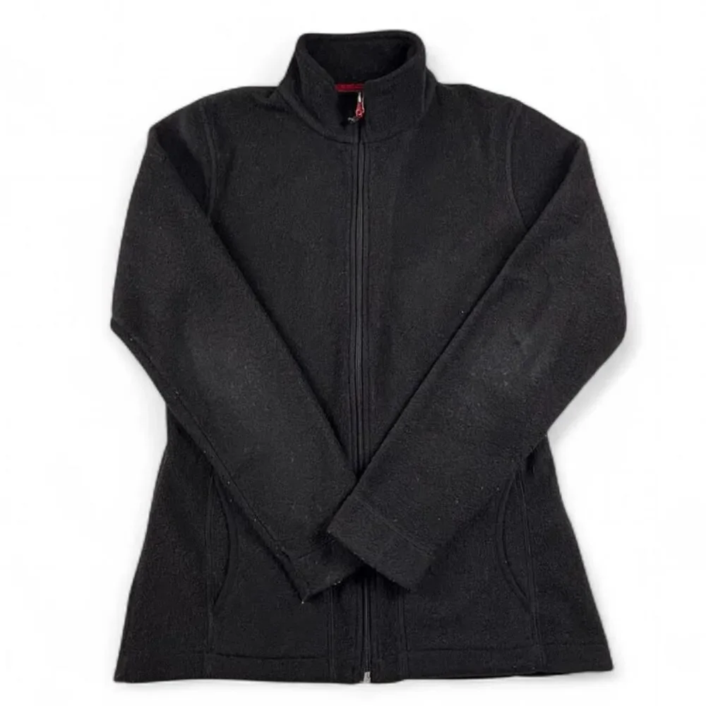 Woolrich Black Fleece Zip Up Jacket Women’s Small Outdoor Cozy Layer